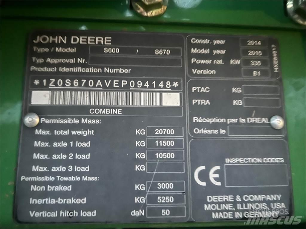 John Deere S670i Mejetærskere