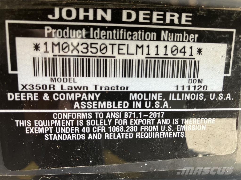 John Deere X 350R Have & Park - Andet 