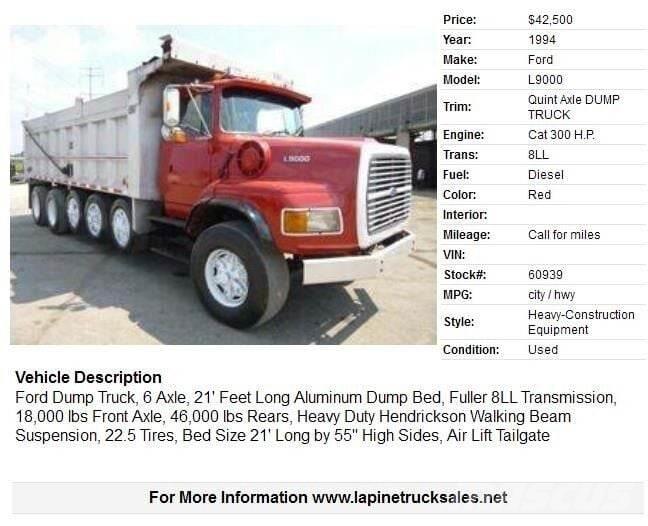 Ford L9000 Lastbiler med tip