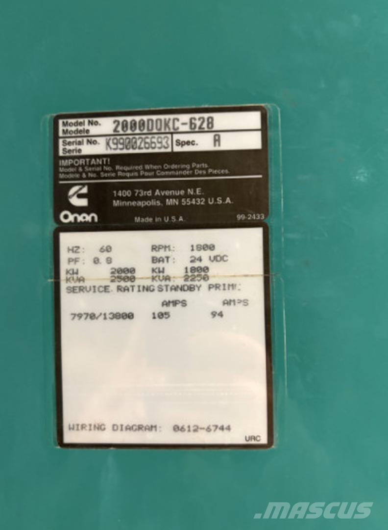 Cummins 2000DQKC-628 Dieselgeneratorer