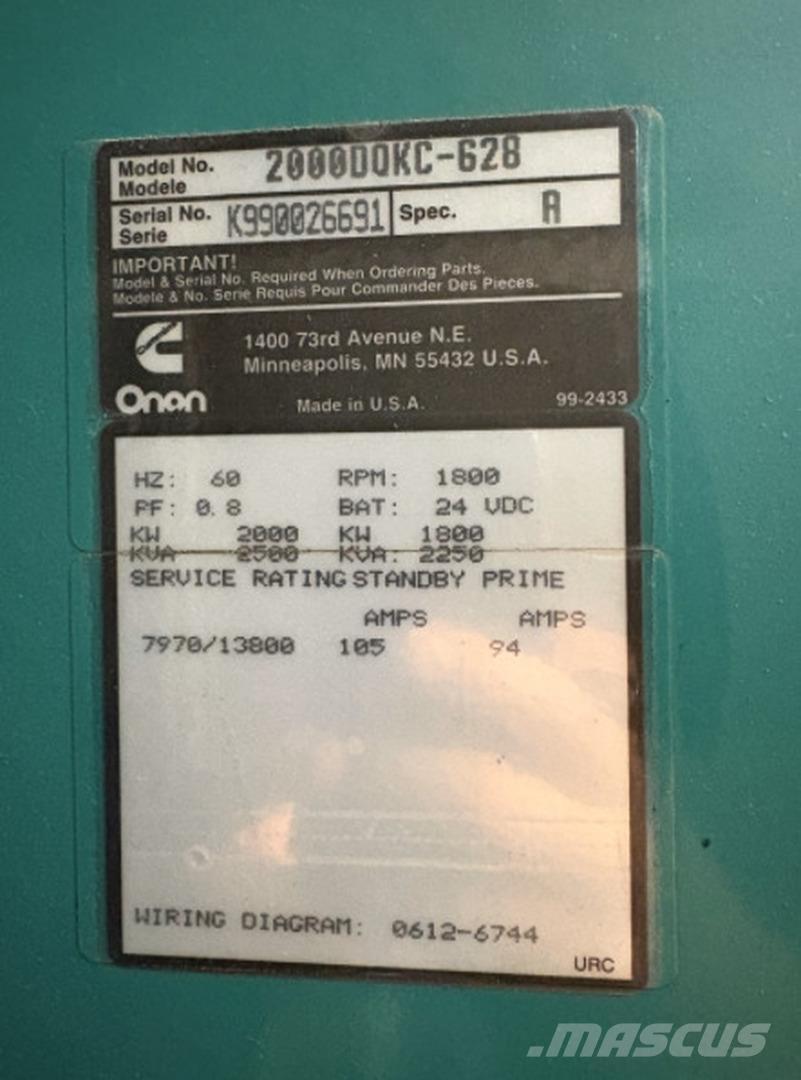 Cummins 2000DQKC-628 Dieselgeneratorer