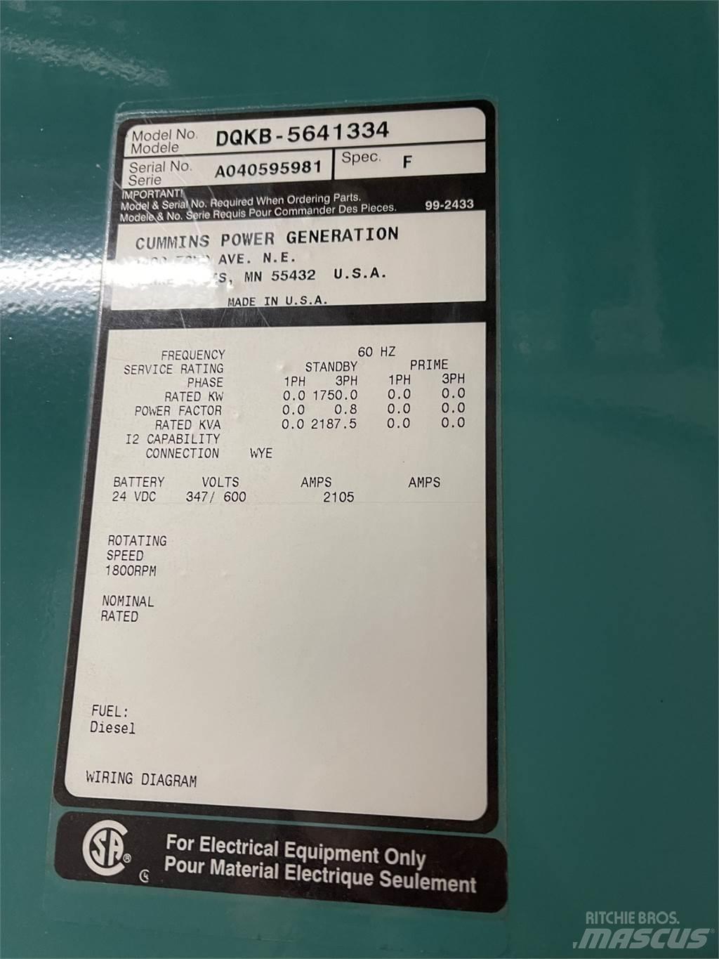 Cummins DQKB-5641334 Dieselgeneratorer