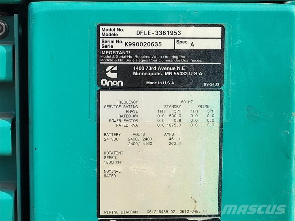 Cummins KTA50-G9 Dieselgeneratorer