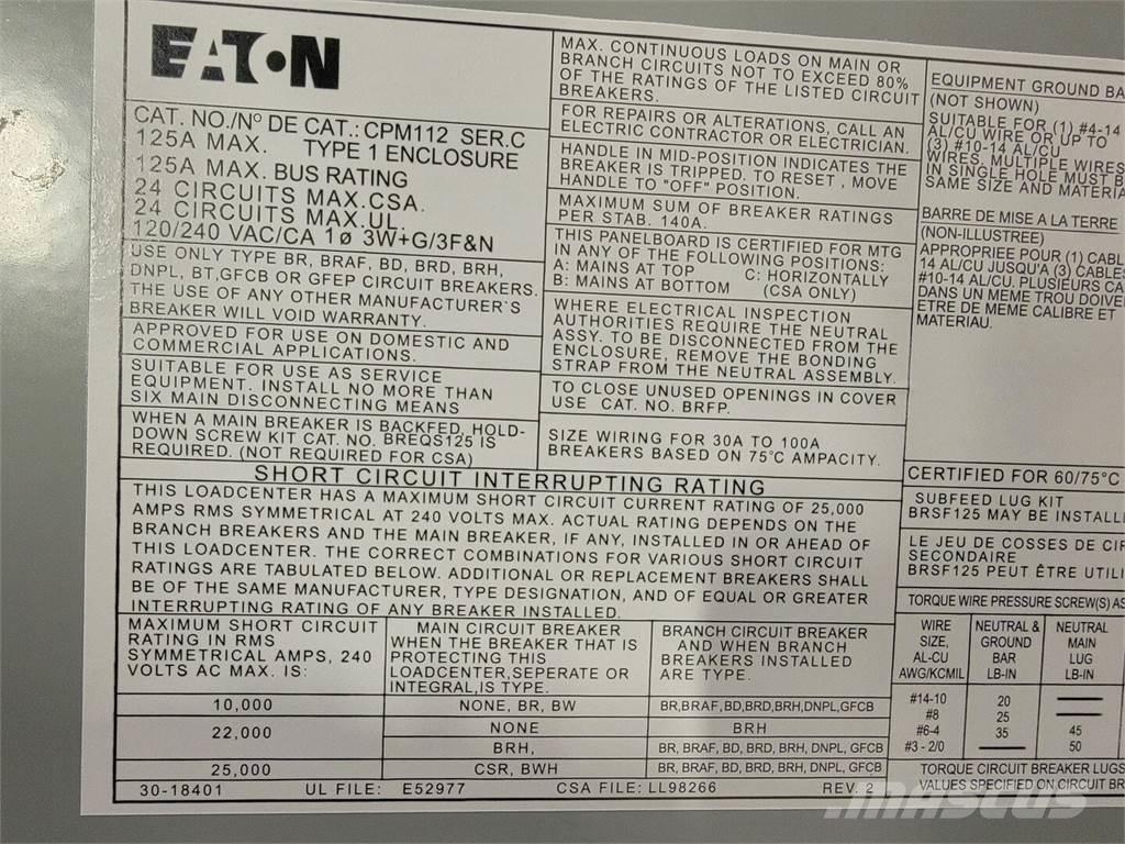 Eaton PM112 Entreprenør - Andet