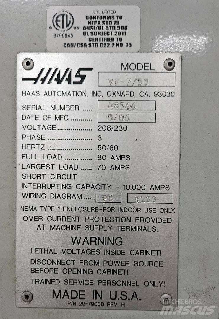 Haas VF-7/50 Entreprenør - Andet