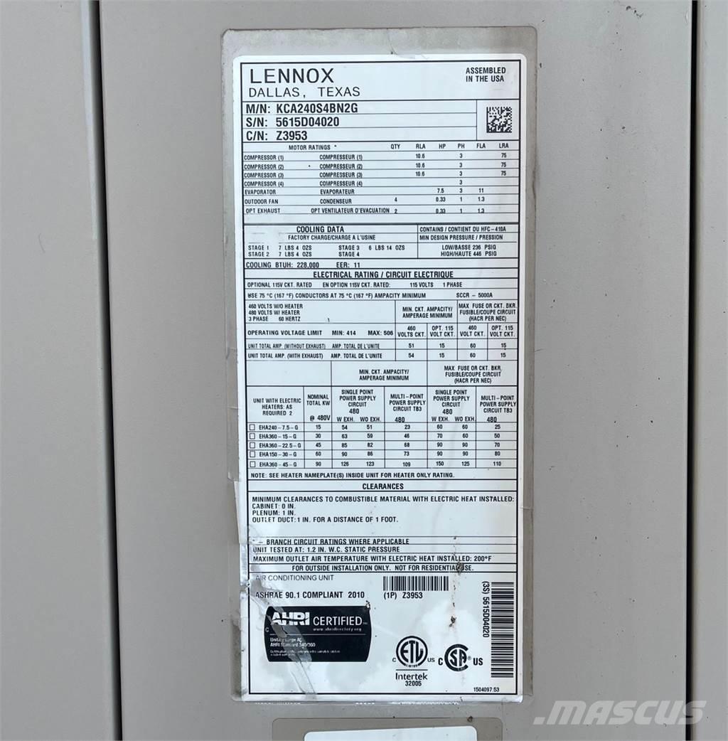  LENNOX KCA240S4BN2G Opvarmnings- og optøningsmaskiner