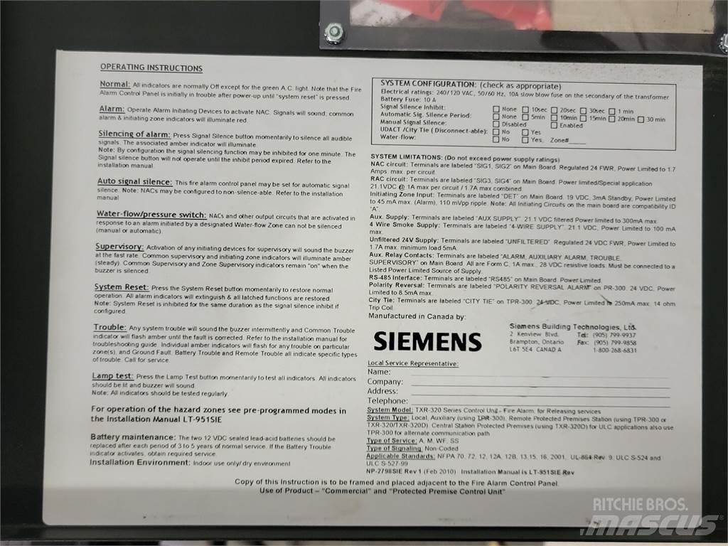 Siemens TXR-320 Entreprenør - Andet