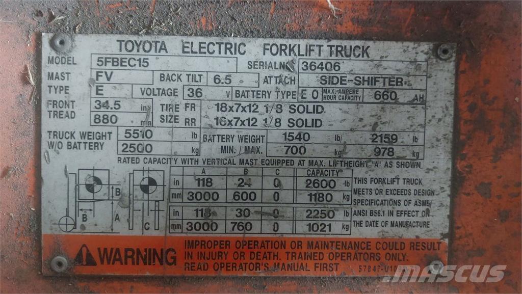 Toyota 5FBEC15 Entreprenør - Andet