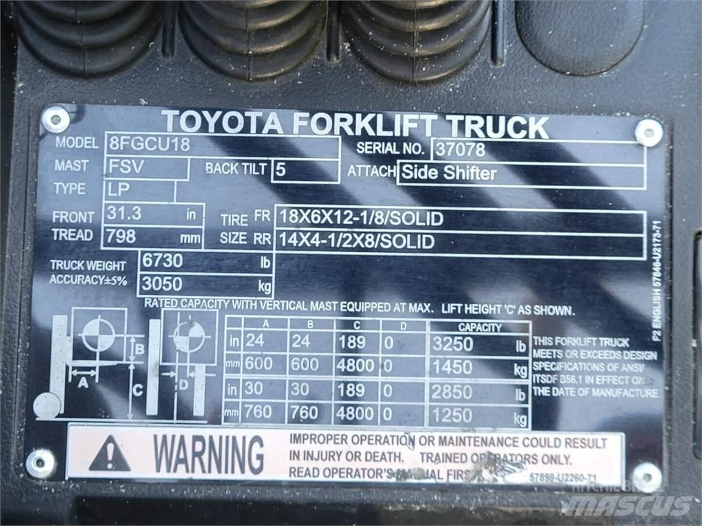 Toyota 8FGCU18 Entreprenør - Andet