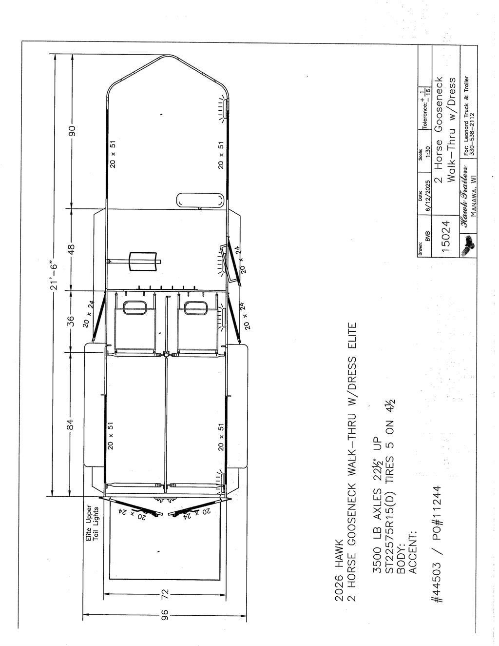 Hawk 110E Semi-trailer til Dyretransport
