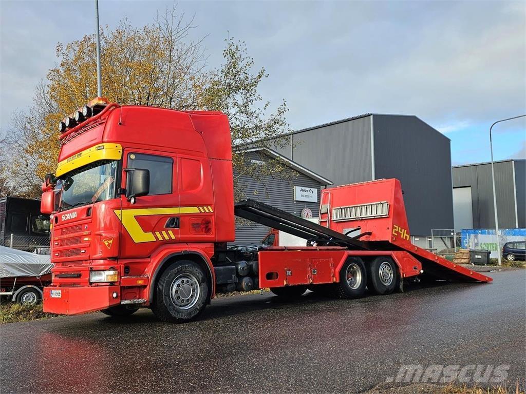 Scania R124 6X2 Autotransportere / Knæklad