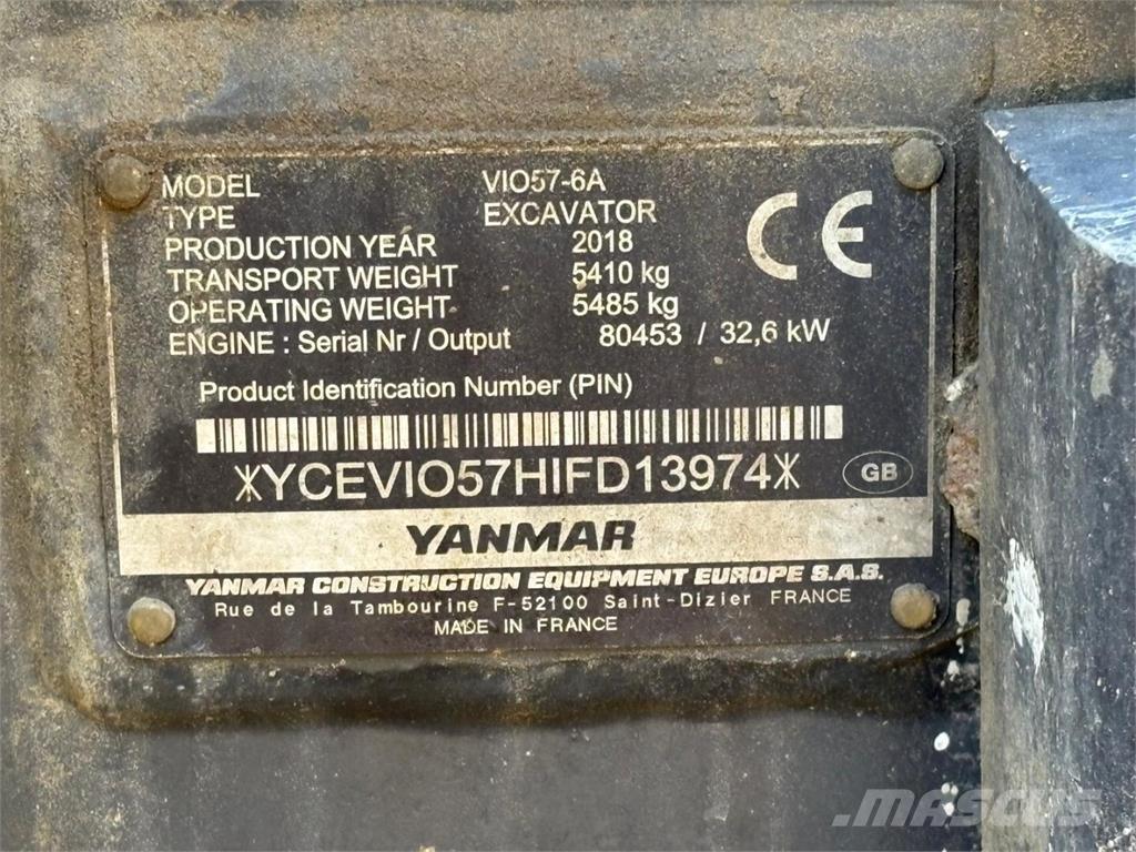 Yanmar VIO 57-6A Minigravemaskiner