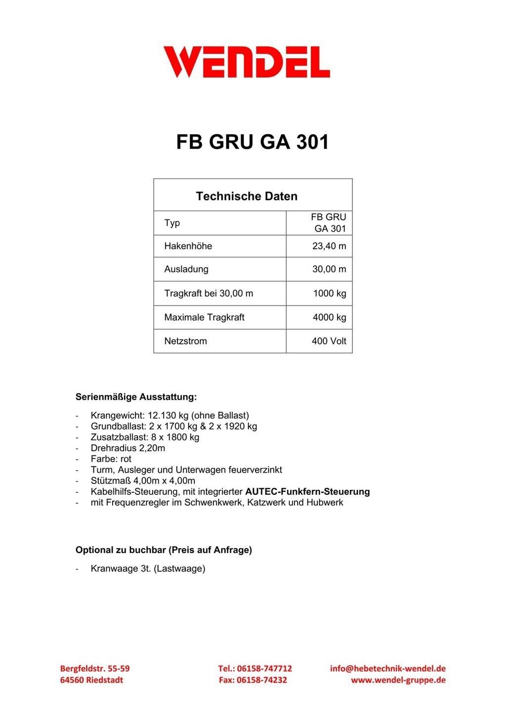 FB GRU GA 301 Tårn kraner