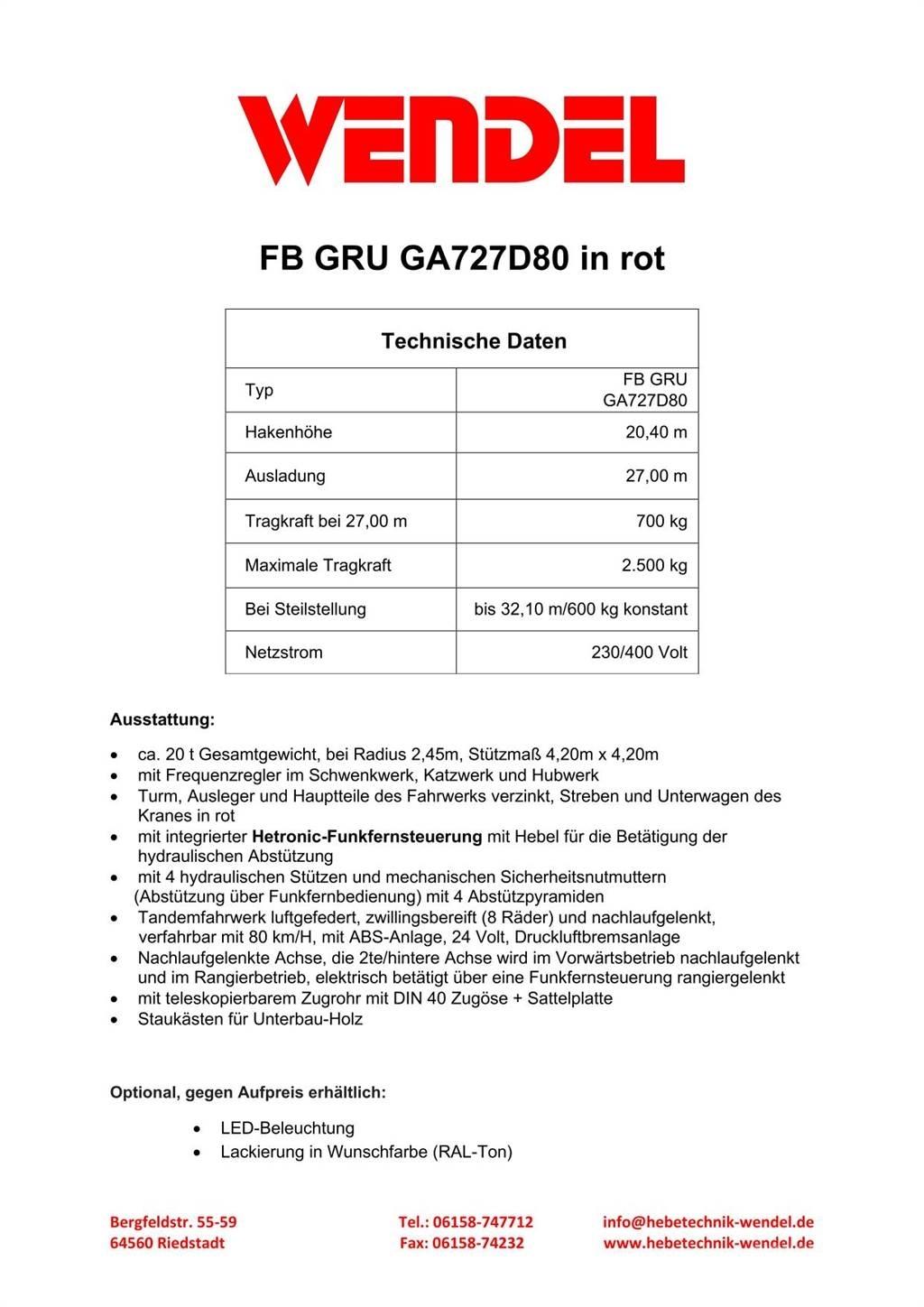 FB GRU GA727D80 Tårn kraner