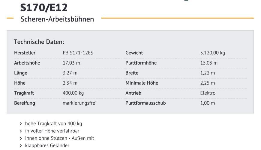 PB S171-12ES Saxlifte