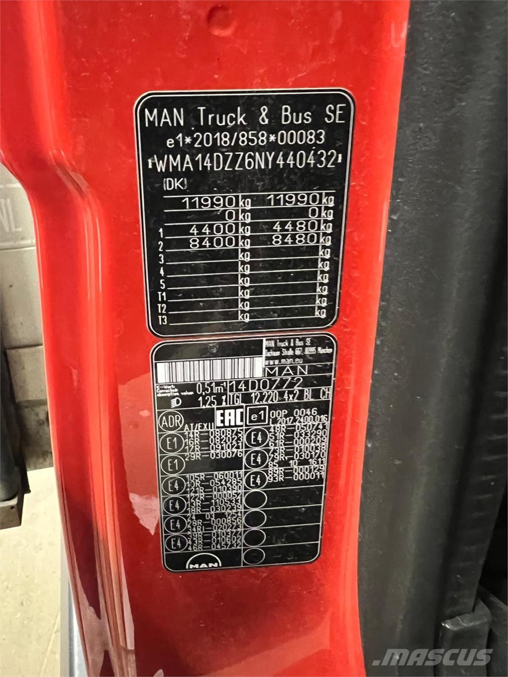 MAN TGL 12-220 BL Lastbil - Gardin