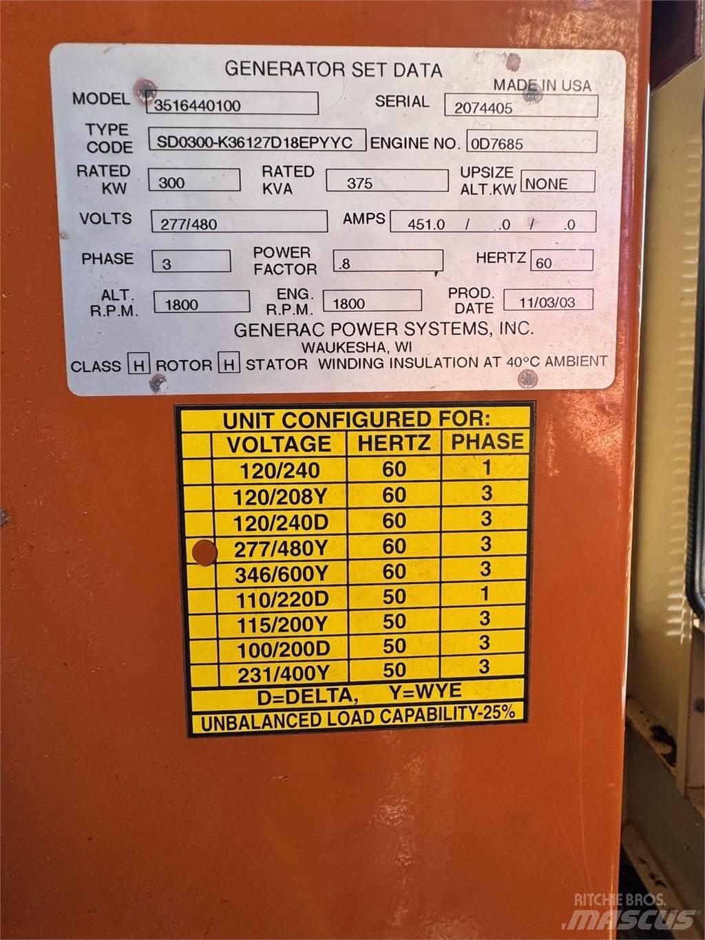 Generac SD300 Dieselgeneratorer