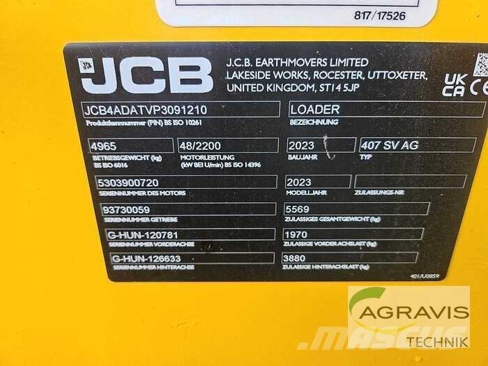 JCB 407 AGRI STUFE V Læssemaskiner på hjul