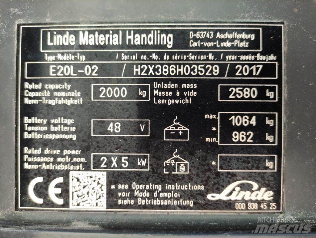 Linde E20L-02-386 El gaffeltrucks