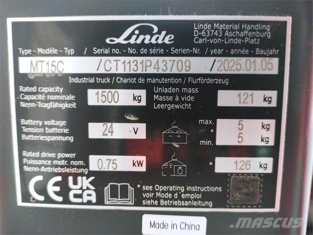 Linde MT15C El-palleløftere