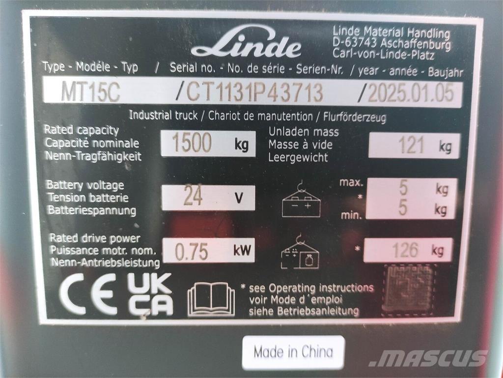 Linde MT15C El-palleløftere