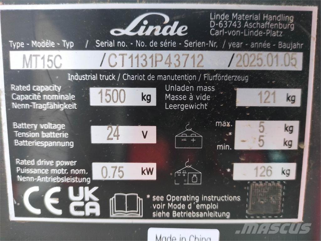 Linde MT15C El-palleløftere