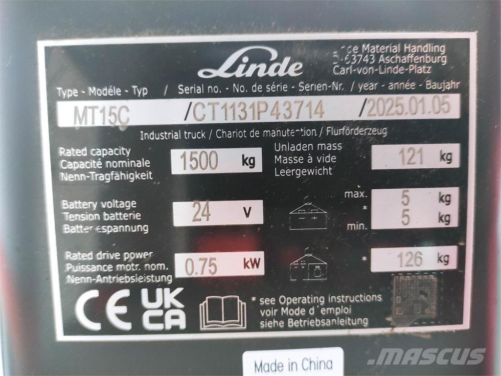 Linde MT15C El-palleløftere