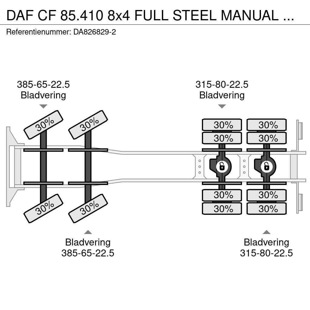 DAF CF 85.410 8x4 FULL STEEL MANUAL GEARBOX Lastbiler med tip