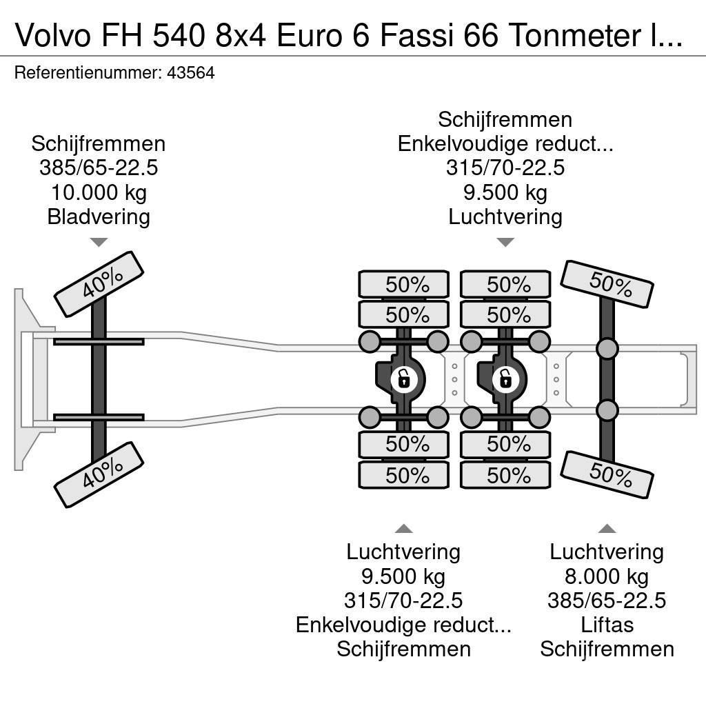 Volvo FH 540 8x4 Euro 6 Fassi 66 Tonmeter laadkraan + Fl Trækkere