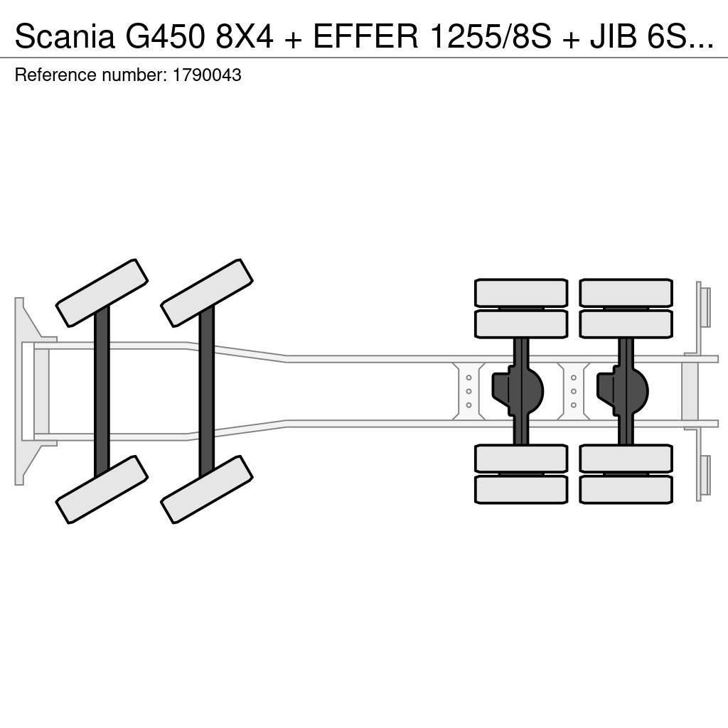 Scania G450 8X4 + EFFER 1255/8S + JIB 6S HD KRAAN/KRAN/CR Lastbil med kran