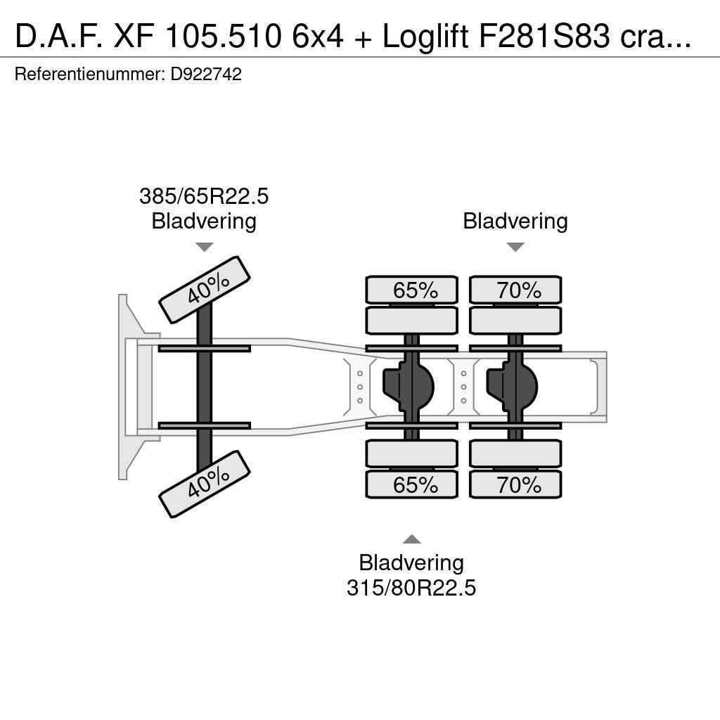 DAF XF 105.510 6x4 + Loglift F281S83 crane / timber tr Trækkere