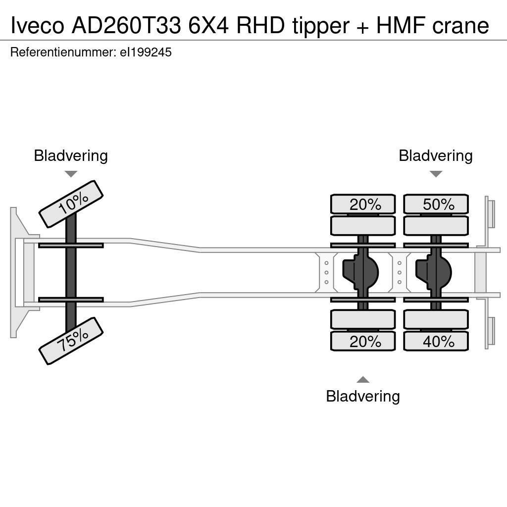 Iveco AD260T33 6X4 RHD tipper + HMF crane Lastbiler med tip