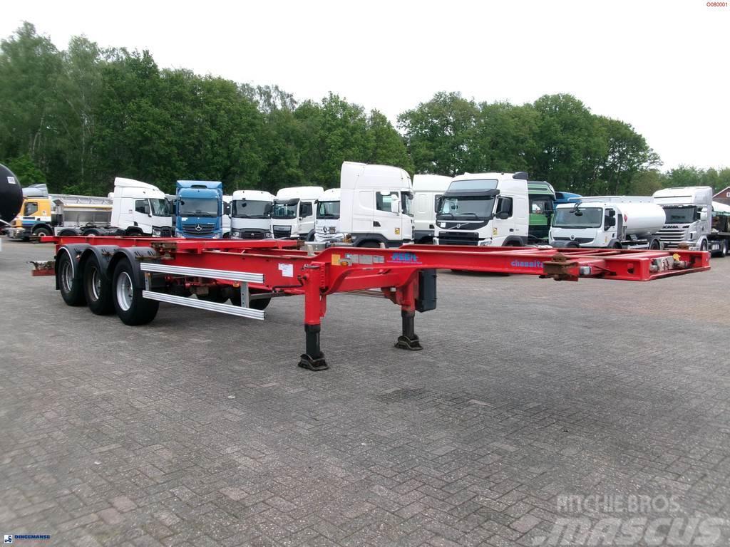Asca 3-axle container trailer 20, 40, 45 ft Semi-trailer med containerramme