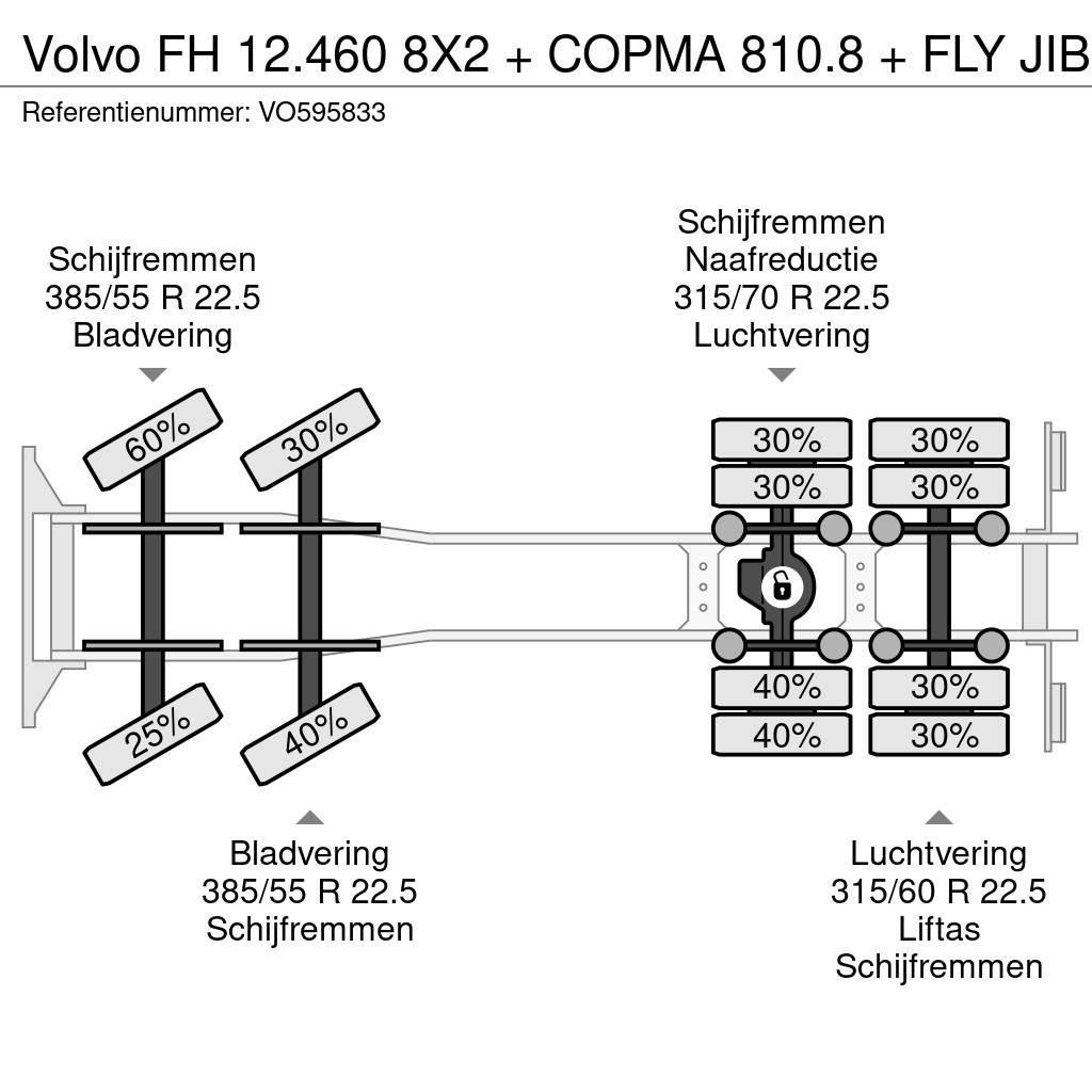 Volvo FH 12.460 8X2 + COPMA 810.8 + FLY JIB Flatbed / Dropside trucks