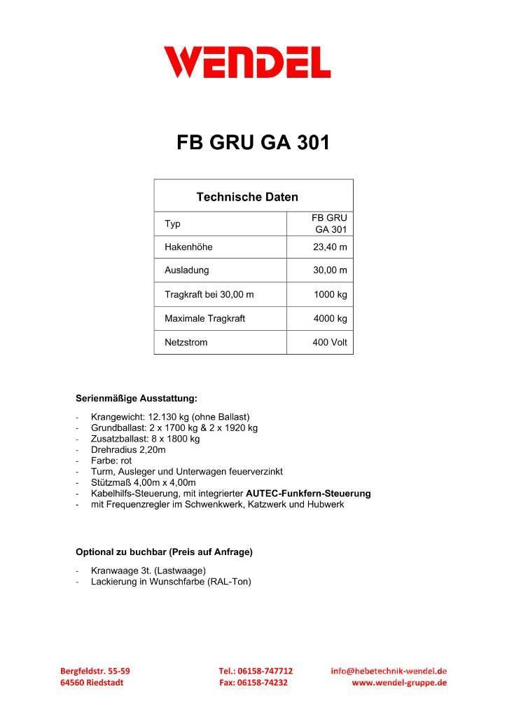 FB GRU GA 301 - Turmdrehkran - Baukran - Kran Tårn kraner