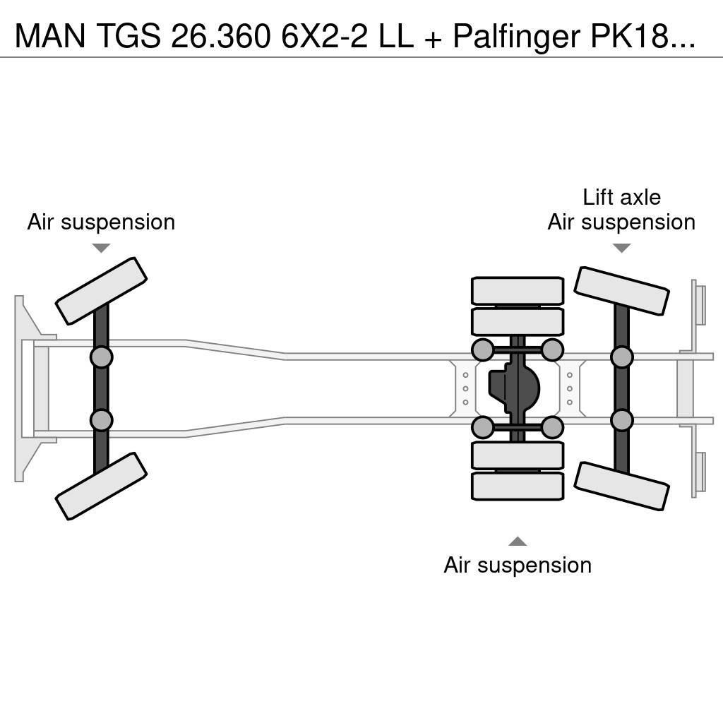 MAN TGS 26.360 6X2-2 LL + Palfinger PK18001 LA Lastbil med lad/Flatbed