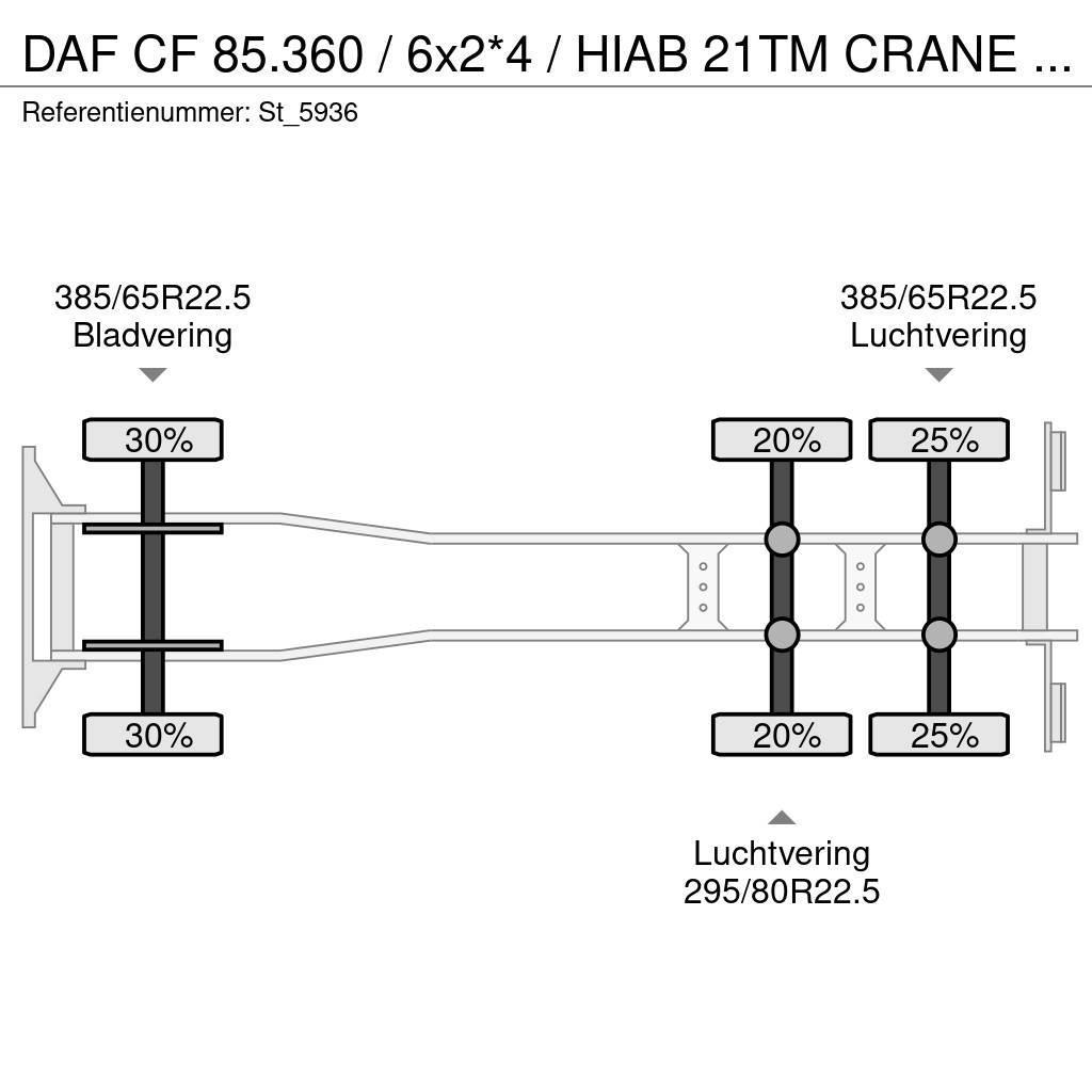 DAF CF 85.360 / 6x2*4 / HIAB 21TM CRANE / VDL HOOKLIFT Lastbil med kran