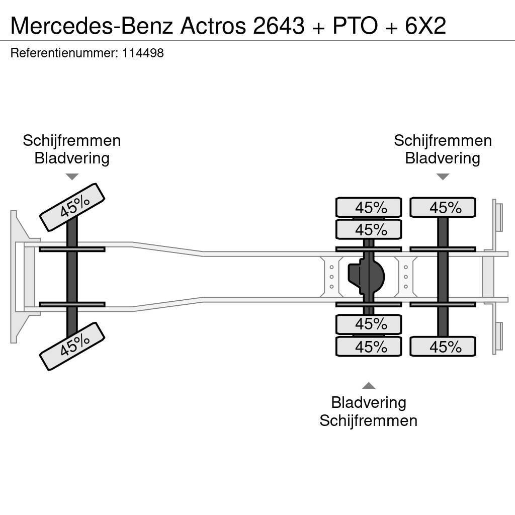 Mercedes-Benz Actros 2643 + PTO + 6X2 Lastbil med lad/Flatbed