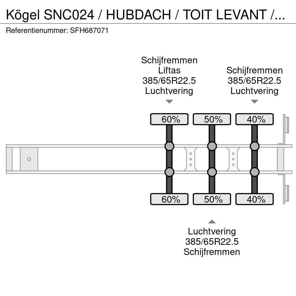 Kögel SNC024 / HUBDACH / TOIT LEVANT / HEFDAK / LIFTAS Semi-trailer med Gardinsider