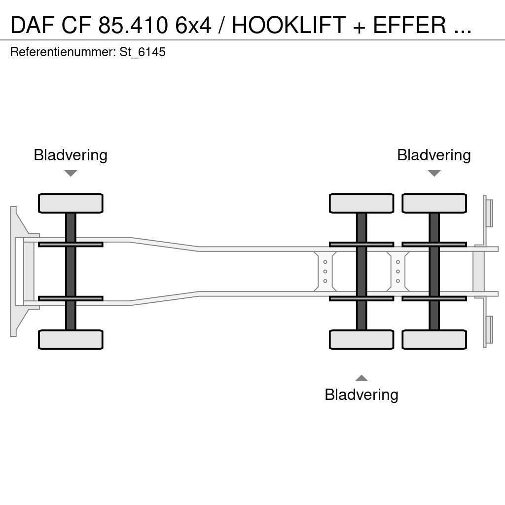 DAF CF 85.410 6x4 / HOOKLIFT + EFFER CRANE Lastbil med kran