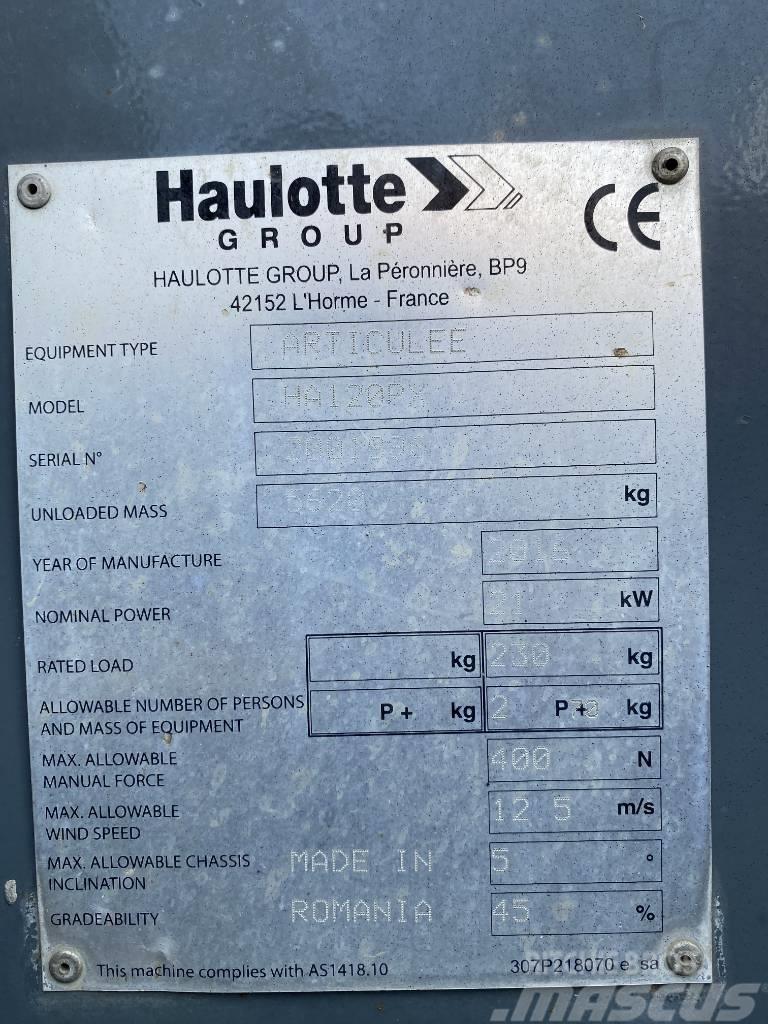 Haulotte HA 120 P Bomlifte med knækarm