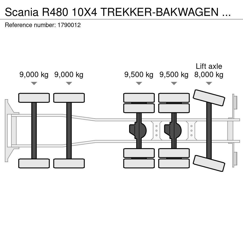 Scania R480 10X4 TREKKER-BAKWAGEN COMBI + PALFINGER PK 15 Lastbil med kran