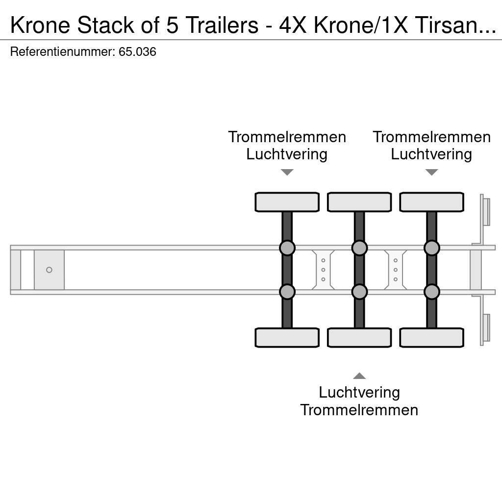Krone Stack of 5 Trailers - 4X Krone/1X Tirsan ( STANDAR Semi-trailer med Gardinsider