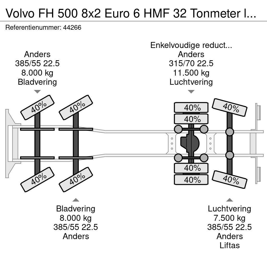 Volvo FH 500 8x2 Euro 6 HMF 32 Tonmeter laadkraan + Fly- Kraner til alt terræn