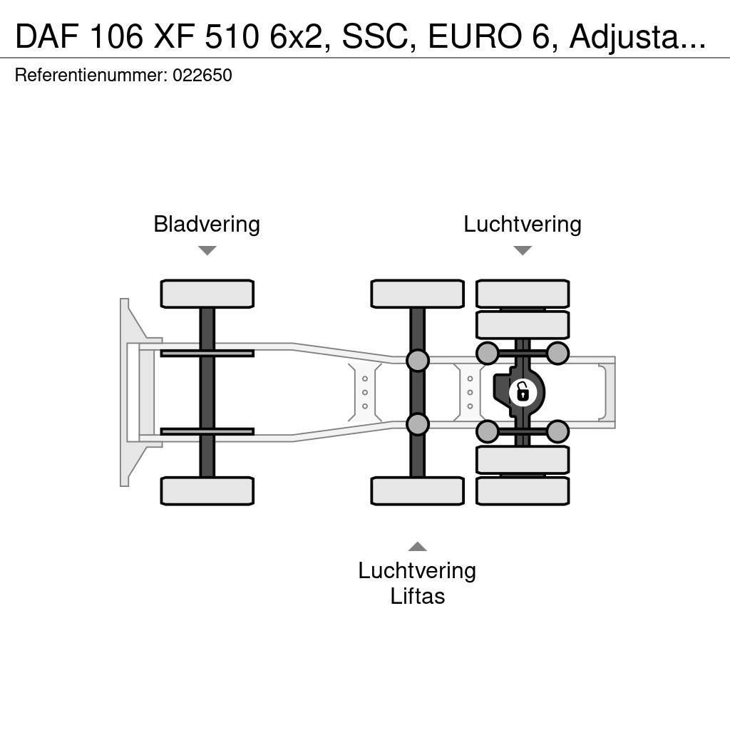 DAF 106 XF 510 6x2, SSC, EURO 6, Adjustable fifth whee Trækkere