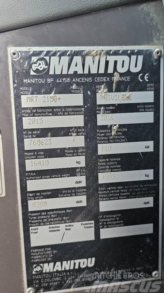Manitou MRT 2150 Plus Privilege Teleskoplæssere