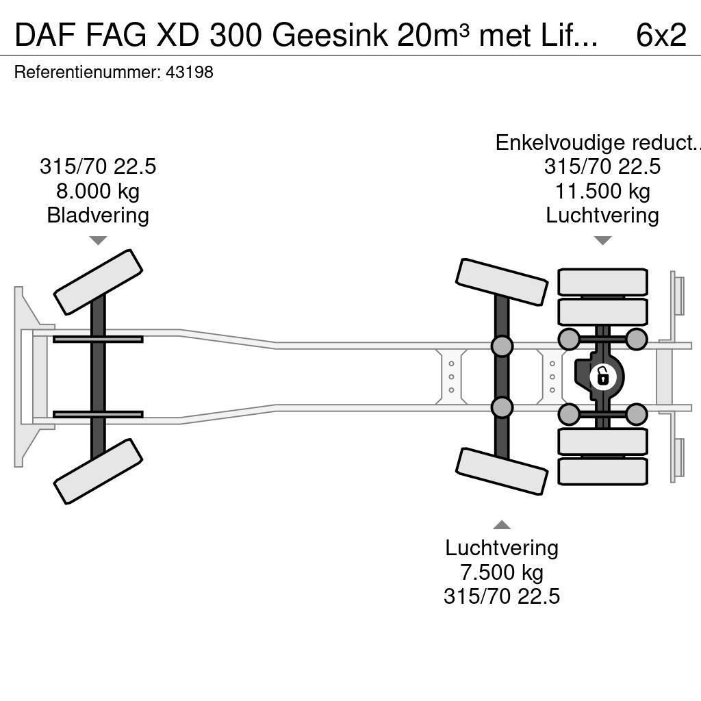 DAF FAG XD 300 Geesink 20m³ met Liftmate Instaplift Renovationslastbiler