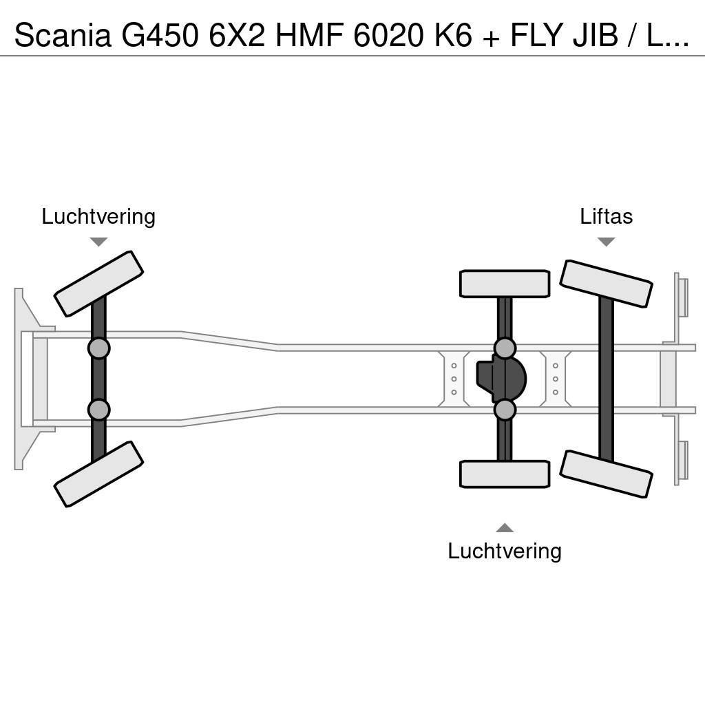 Scania G450 6X2 HMF 6020 K6 + FLY JIB / LIER / WINCH / 60 Kraner til alt terræn