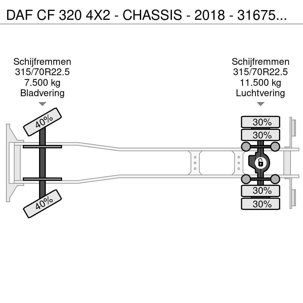 DAF CF 320 4X2 - CHASSIS - 2018 - 316750KM - LAADKLEP Chassis