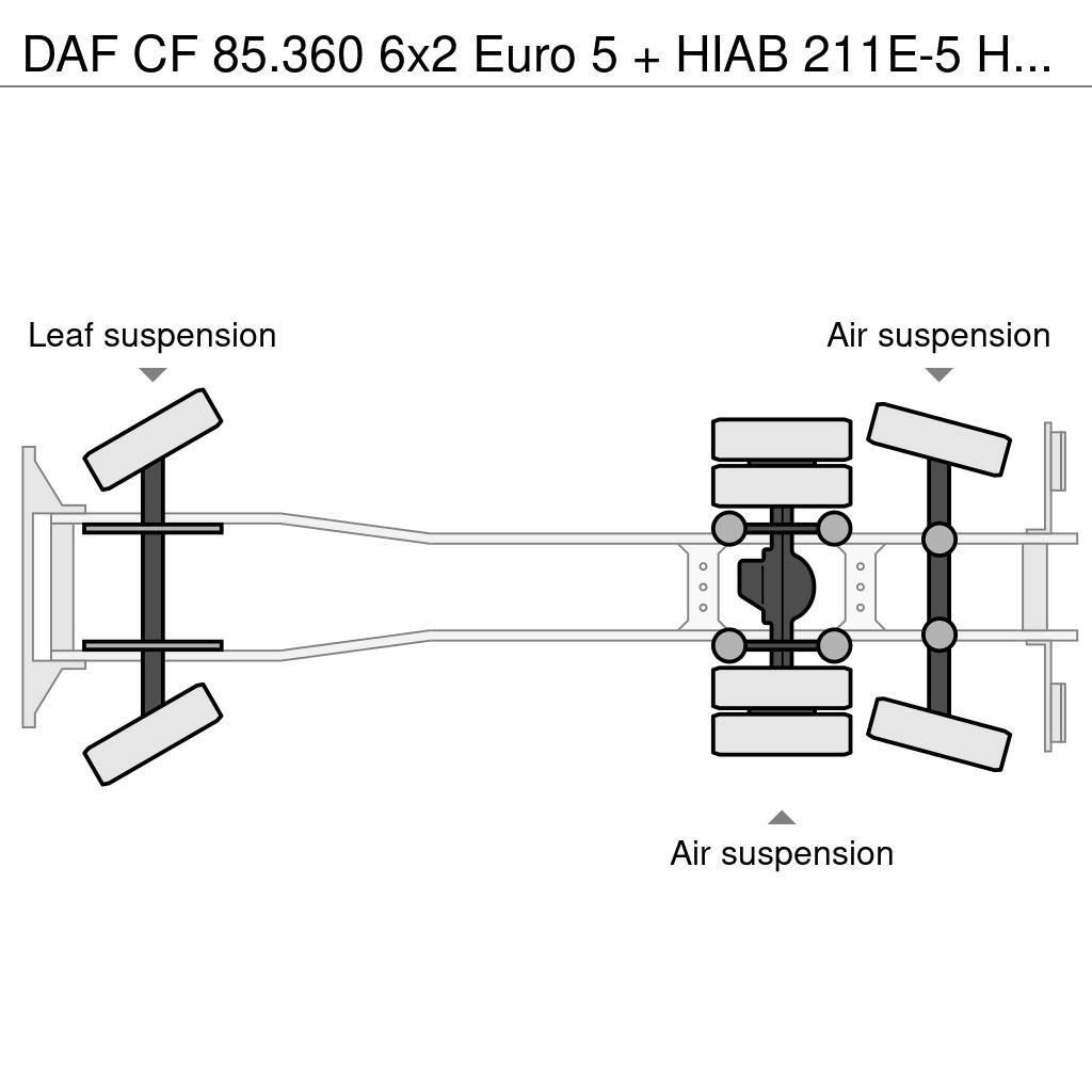 DAF CF 85.360 6x2 Euro 5 + HIAB 211E-5 HIPRO Lastbil med lad/Flatbed